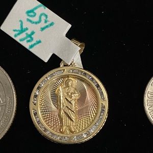 14 kilates oro sólido San Judas Tadeo con Zirconia